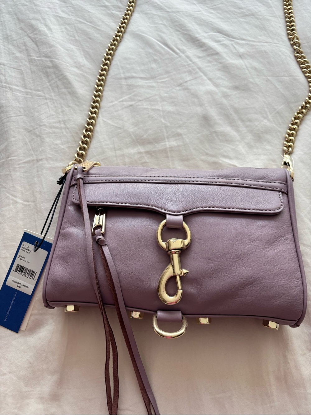 Rebecca Minkoff Lavender Leather Shoulder Bag with Gold Hardware